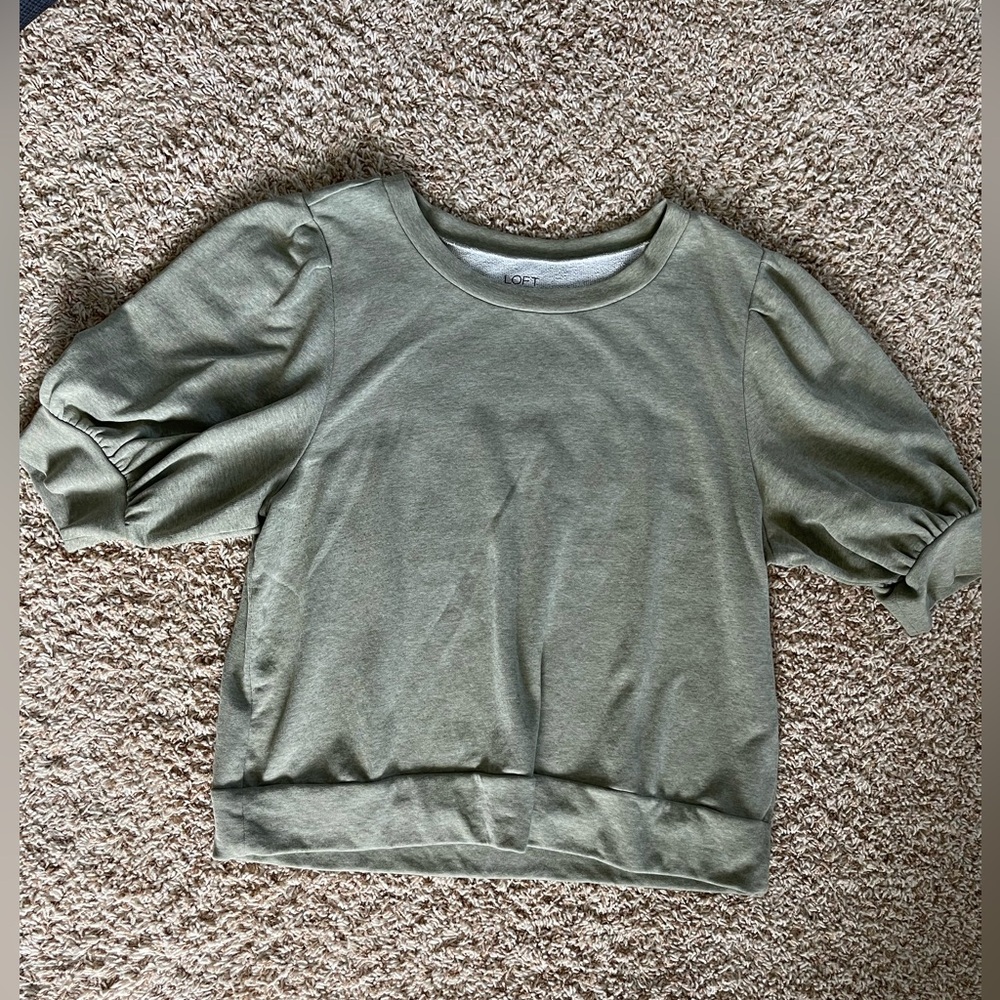 Loft Outlet Green Balloon Sleeve Spring Blouse XL